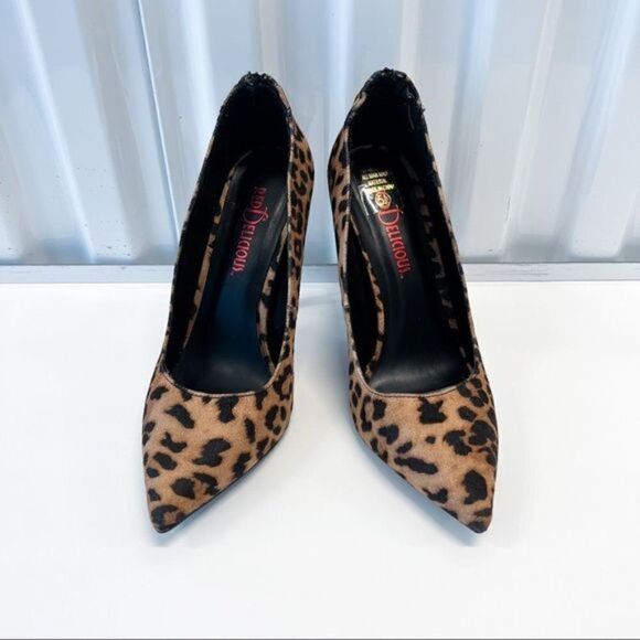Delicious Women Sexy Leopard Pointed Toe Stilettos High Heels Slip On Dress Shoe - Picture 1 of 4